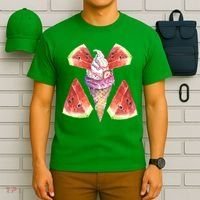 Watermelon With Ice Cream Art T-Shirt thumb 6