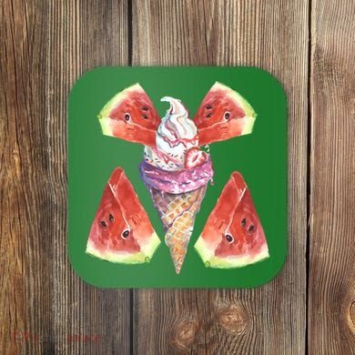 Watermelon With Ice Cream Art Coaster