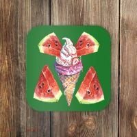 Watermelon With Ice Cream Art Coaster thumb 0