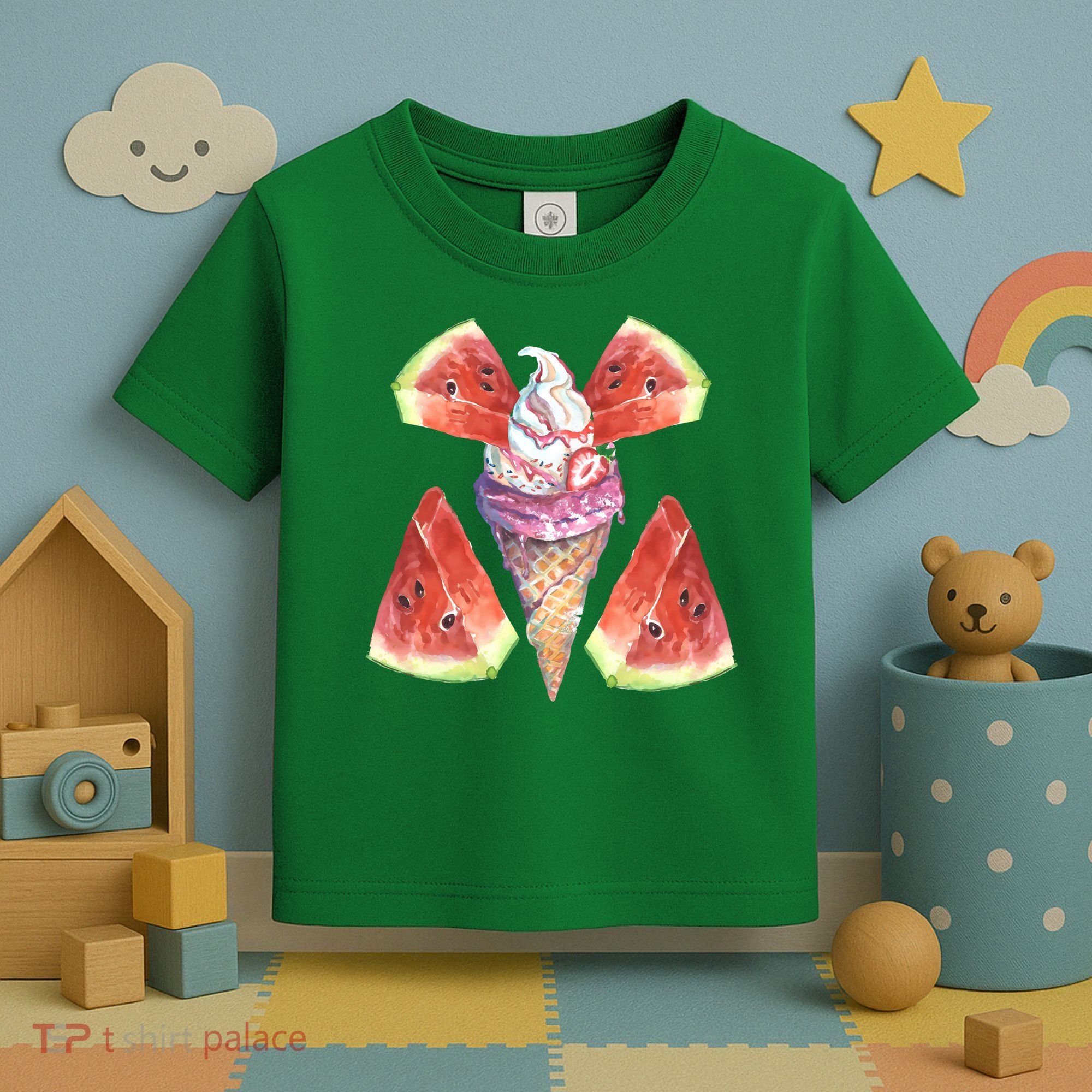 Watermelon With Ice Cream Art Toddler T-Shirt