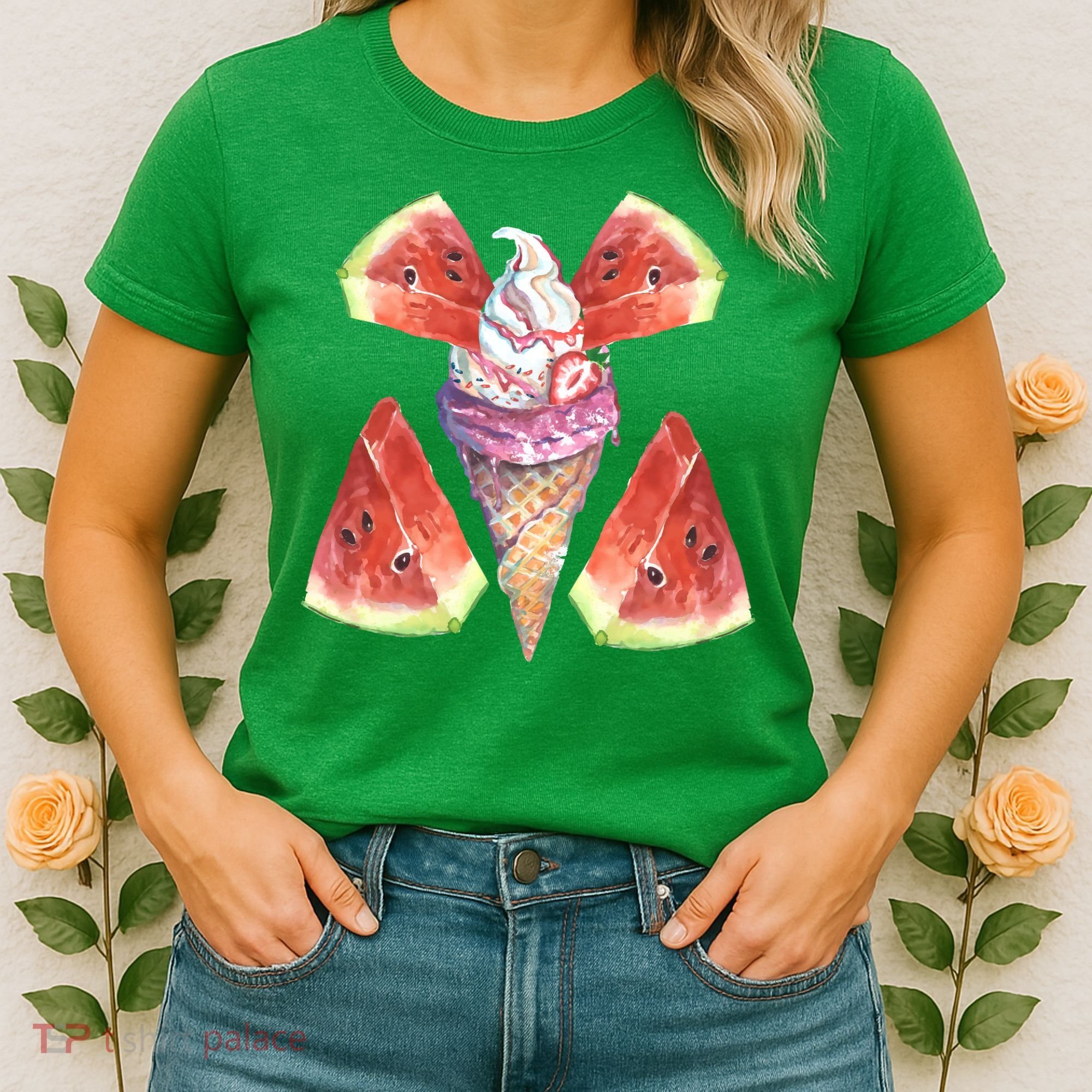 Watermelon With Ice Cream Art Women's T-Shirt