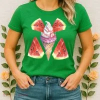 Watermelon With Ice Cream Art Women's T-Shirt thumb 2