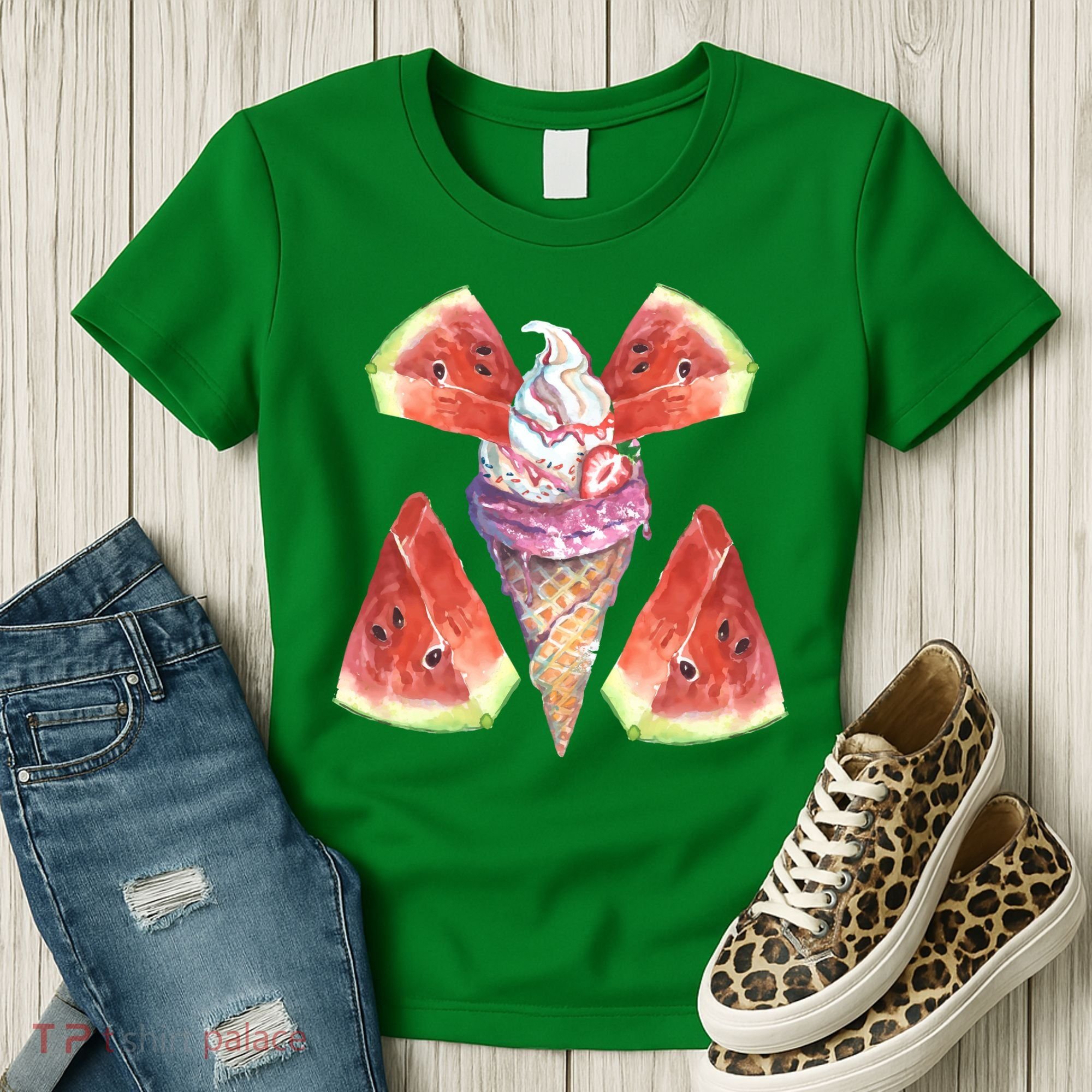 Watermelon With Ice Cream Art Women's T-Shirt