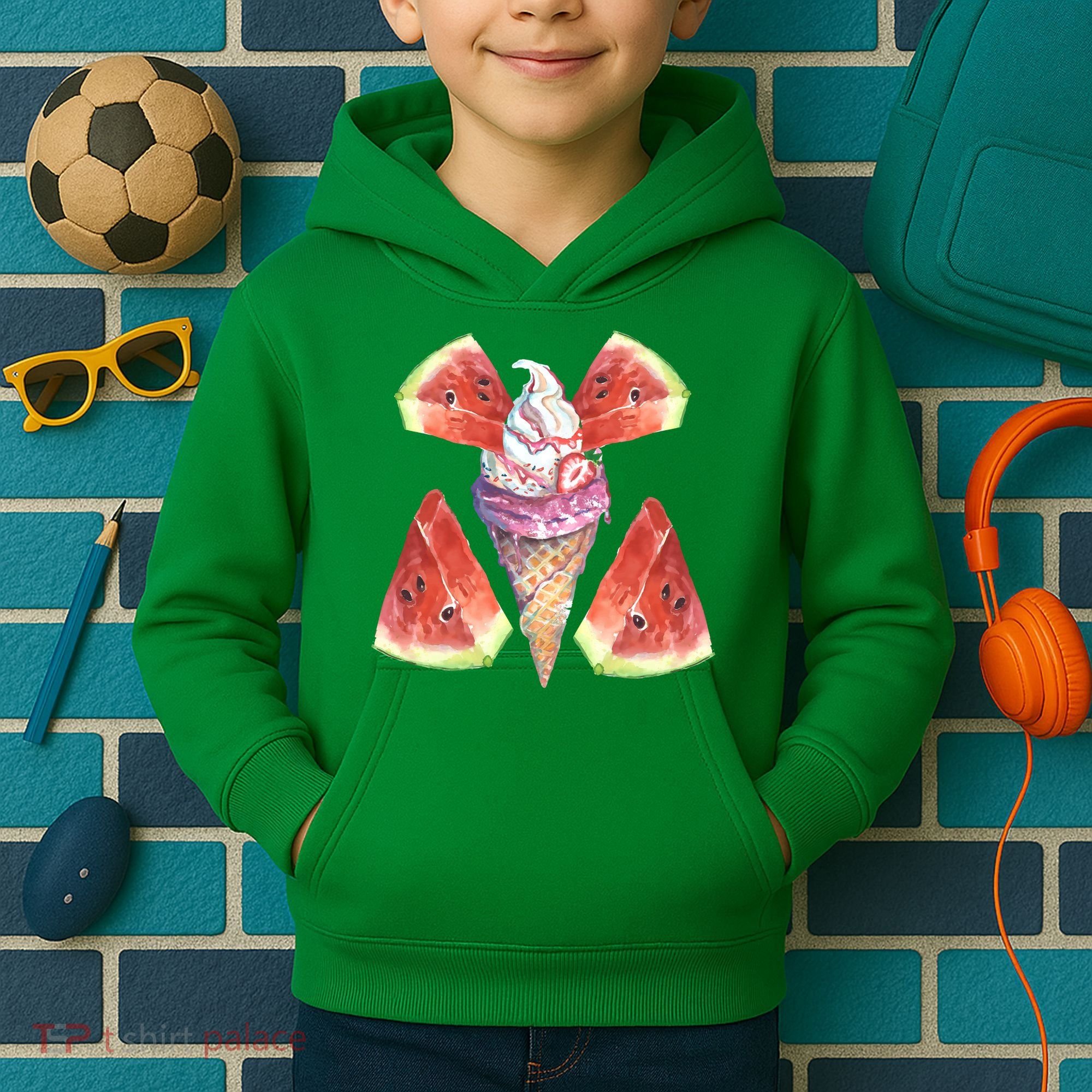 Watermelon With Ice Cream Art Kids Hoodie
