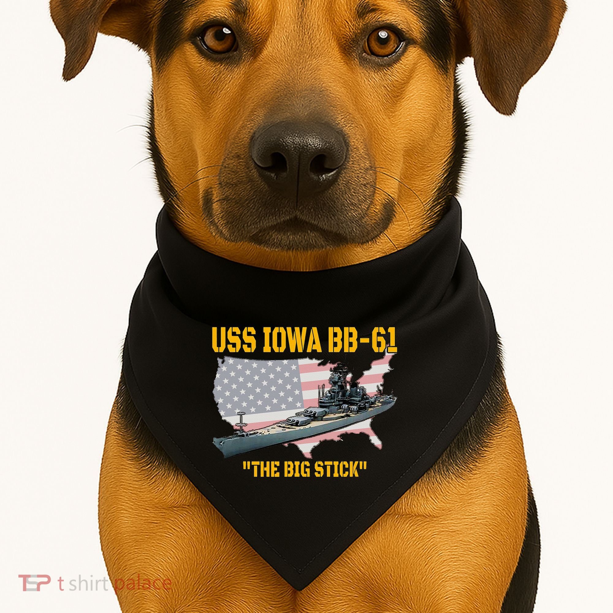 World War Ii Warship Uss Iowa & Ww2 Bb61 Battleship Veteran USA-Made Doggie Bandana