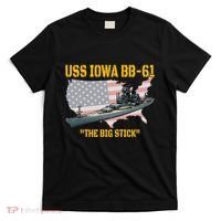 World War Ii Warship Uss Iowa & Ww2 Bb61 Battleship Veteran T-Shirt thumb 0