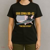 World War Ii Warship Uss Iowa & Ww2 Bb61 Battleship Veteran T-Shirt thumb 4