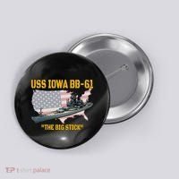 World War Ii Warship Uss Iowa & Ww2 Bb61 Battleship Veteran Button thumb 0