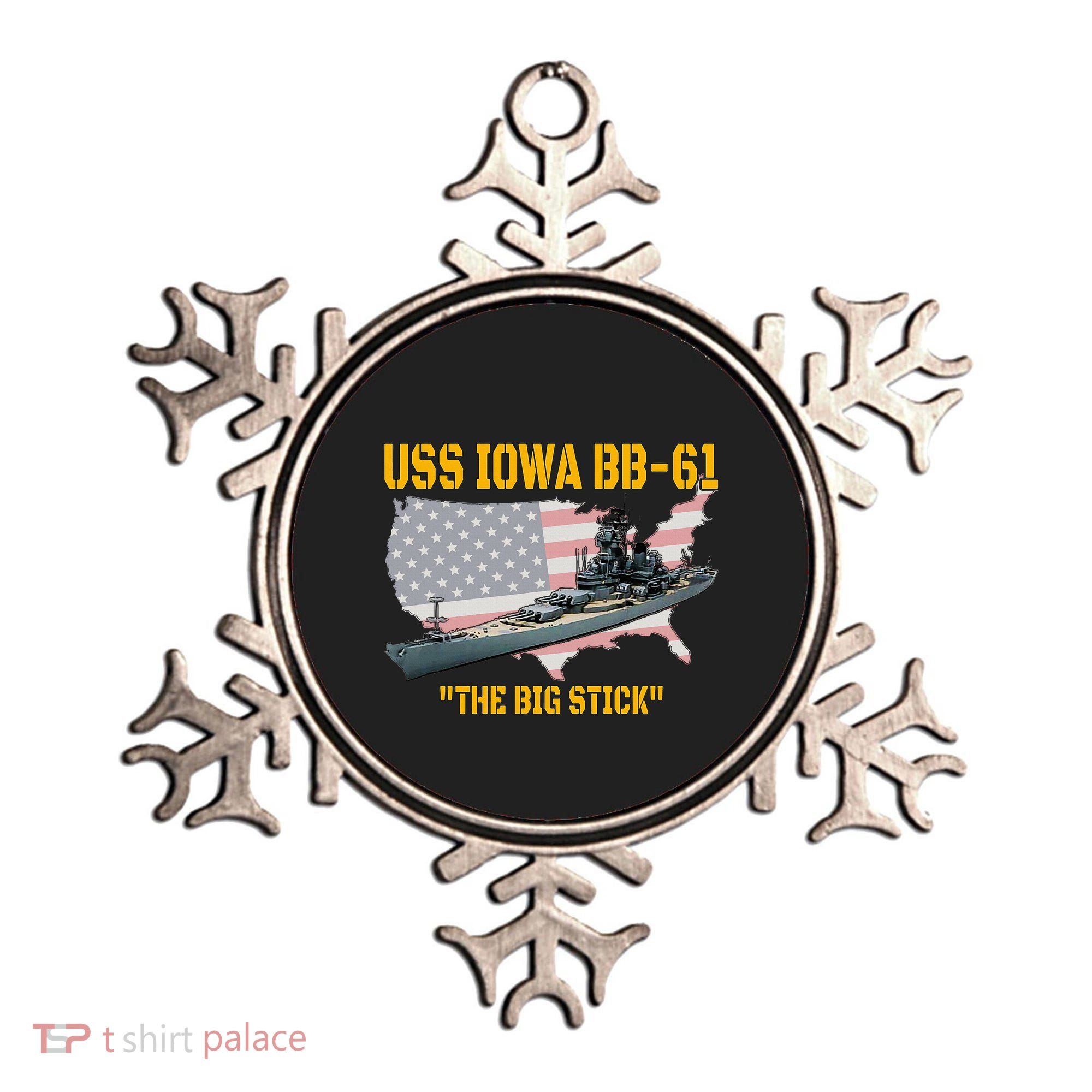 World War Ii Warship Uss Iowa & Ww2 Bb61 Battleship Veteran Ornament
