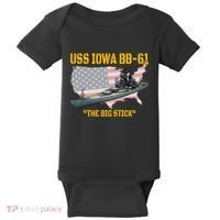 World War Ii Warship Uss Iowa & Ww2 Bb61 Battleship Veteran Baby Bodysuit thumb 0