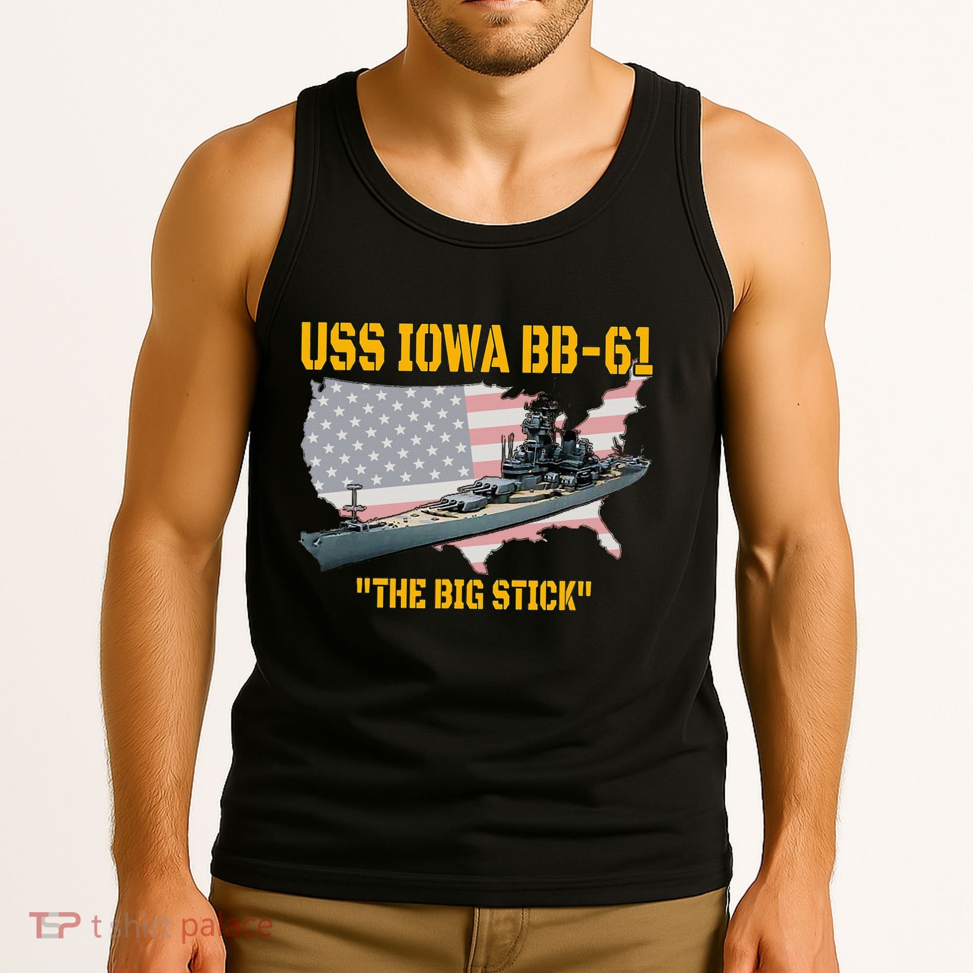 World War Ii Warship Uss Iowa & Ww2 Bb61 Battleship Veteran Tank Top