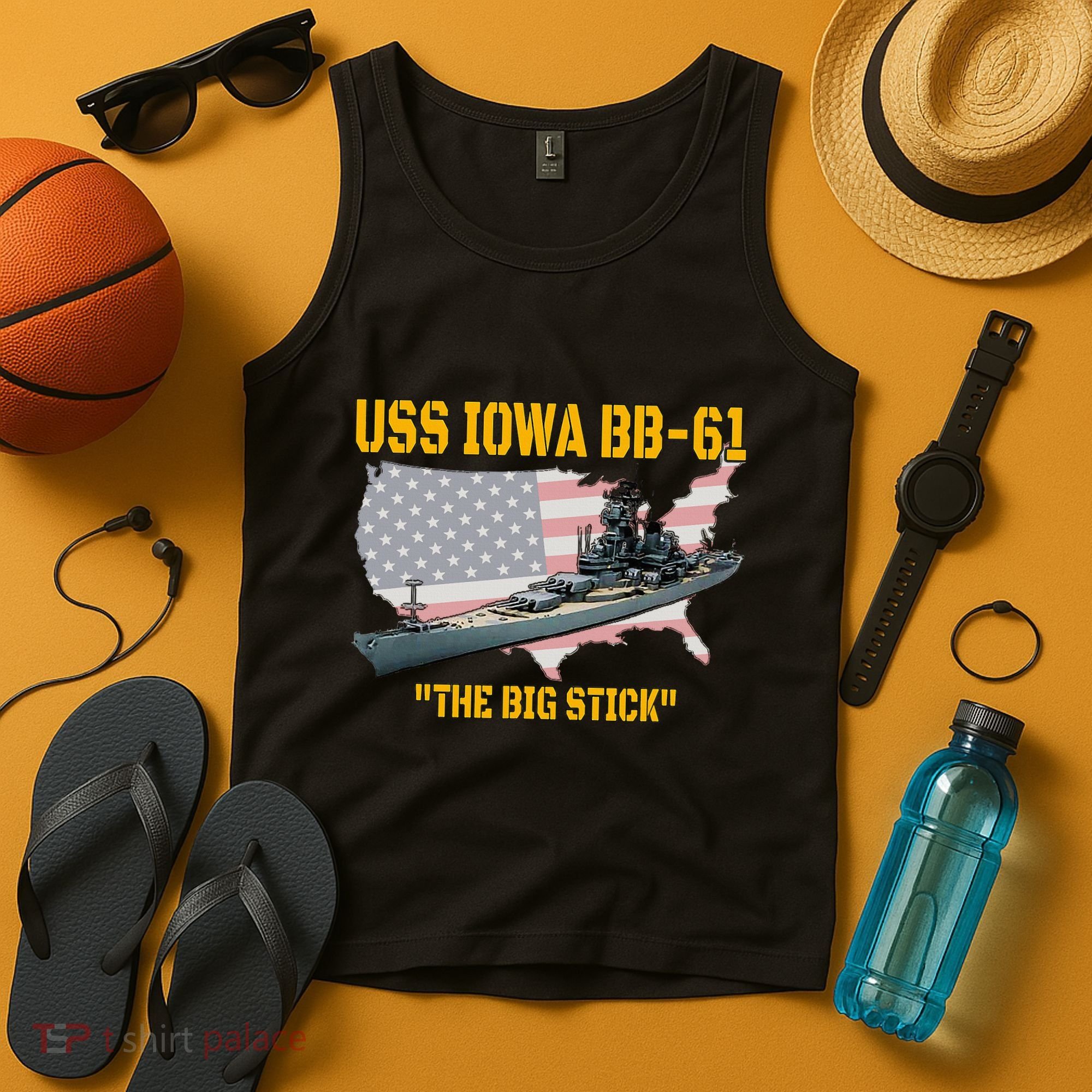 World War Ii Warship Uss Iowa & Ww2 Bb61 Battleship Veteran Tank Top