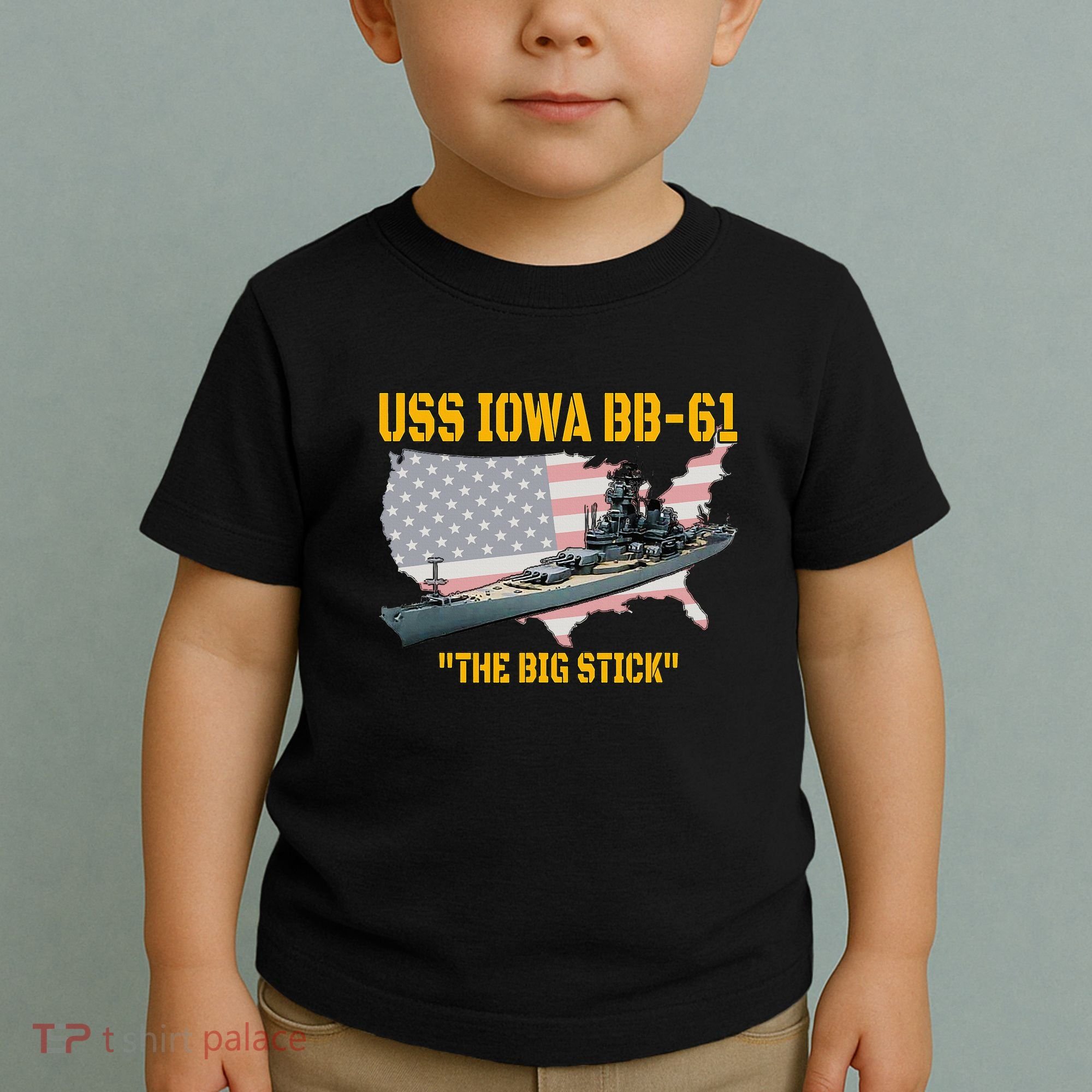 World War Ii Warship Uss Iowa & Ww2 Bb61 Battleship Veteran Toddler T-Shirt