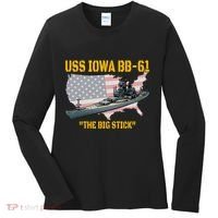 World War Ii Warship Uss Iowa & Ww2 Bb61 Battleship Veteran Women's Long Sleeve Shirt thumb 0