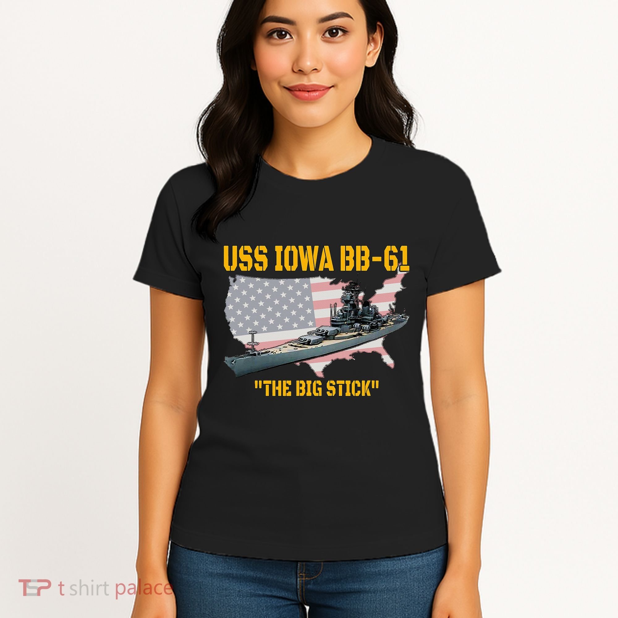 World War Ii Warship Uss Iowa & Ww2 Bb61 Battleship Veteran Women's T-Shirt