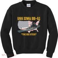 World War Ii Warship Uss Iowa & Ww2 Bb61 Battleship Veteran Kids Sweatshirt thumb 0