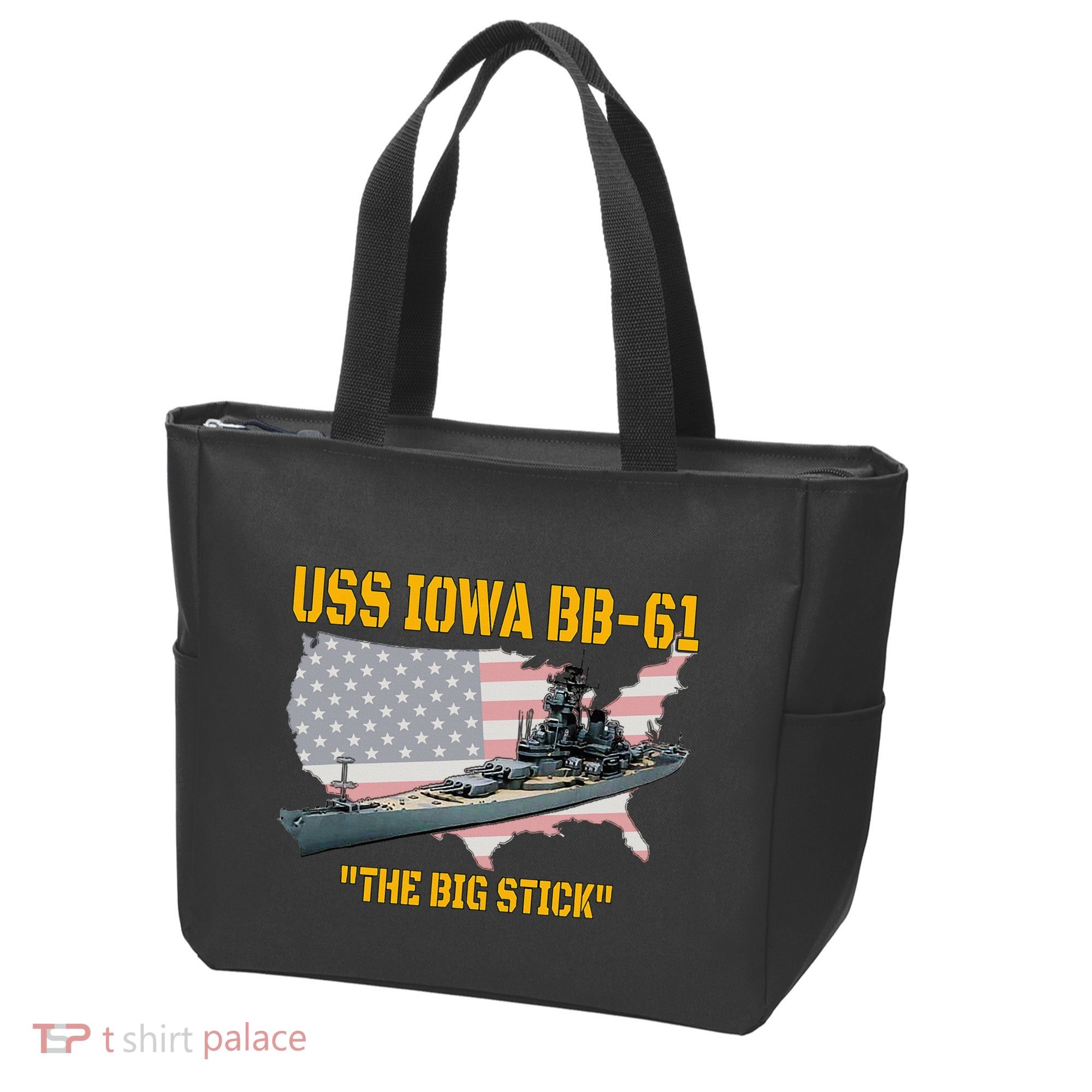 World War Ii Warship Uss Iowa & Ww2 Bb61 Battleship Veteran Tote Bag