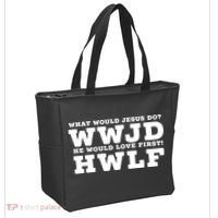 What Would Jesus Do He Would Love First! WWJD HWLF Tote Bag thumb 2