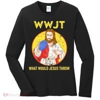 What Would Jesus Throw Frisbee Golf Women's Long Sleeve Shirt thumb 0