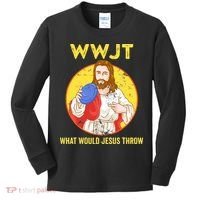 What Would Jesus Throw Frisbee Golf Kids Long Sleeve Shirt thumb 0