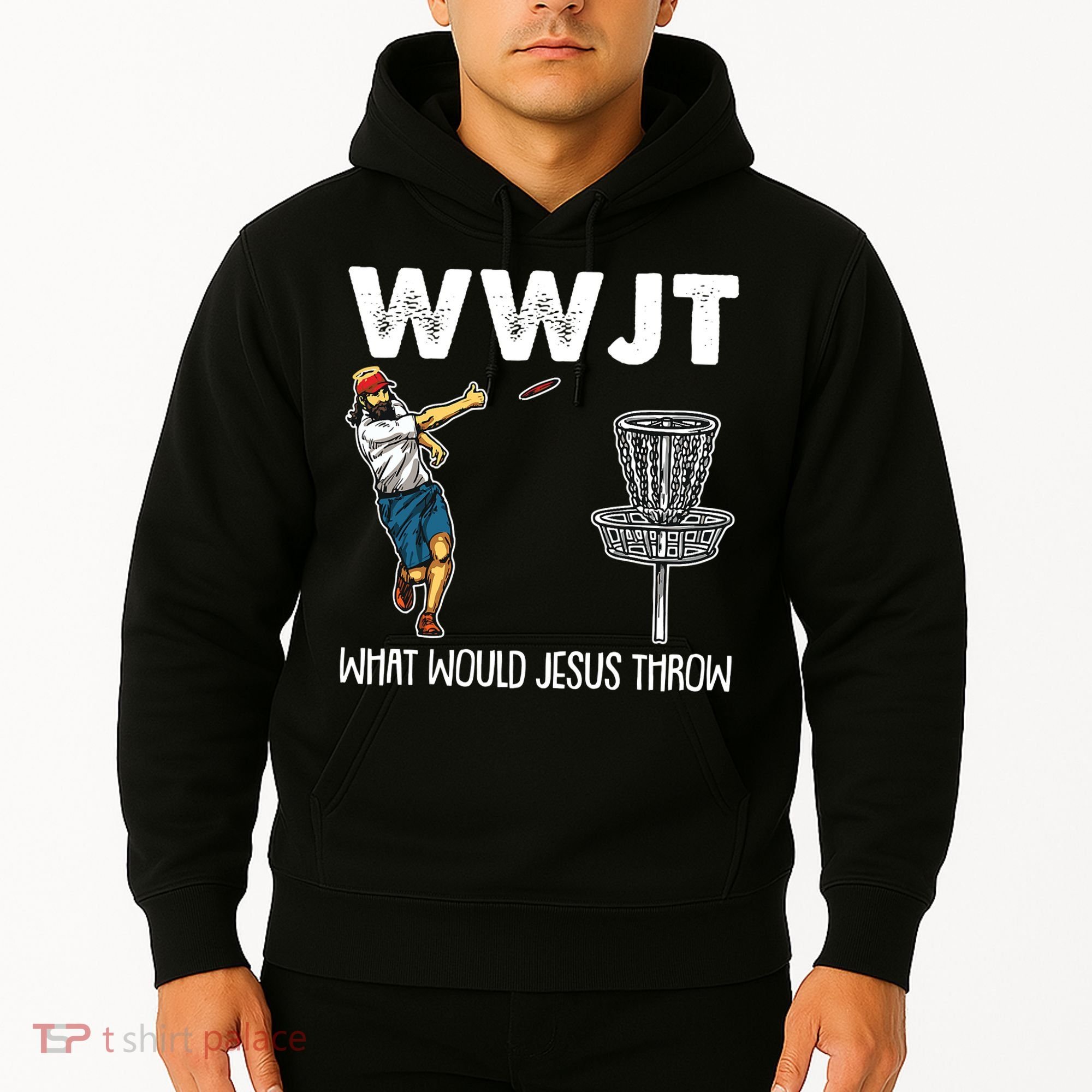 What Would Jesus Throw Christmas WWJT Disc Golf Funny Hoodie