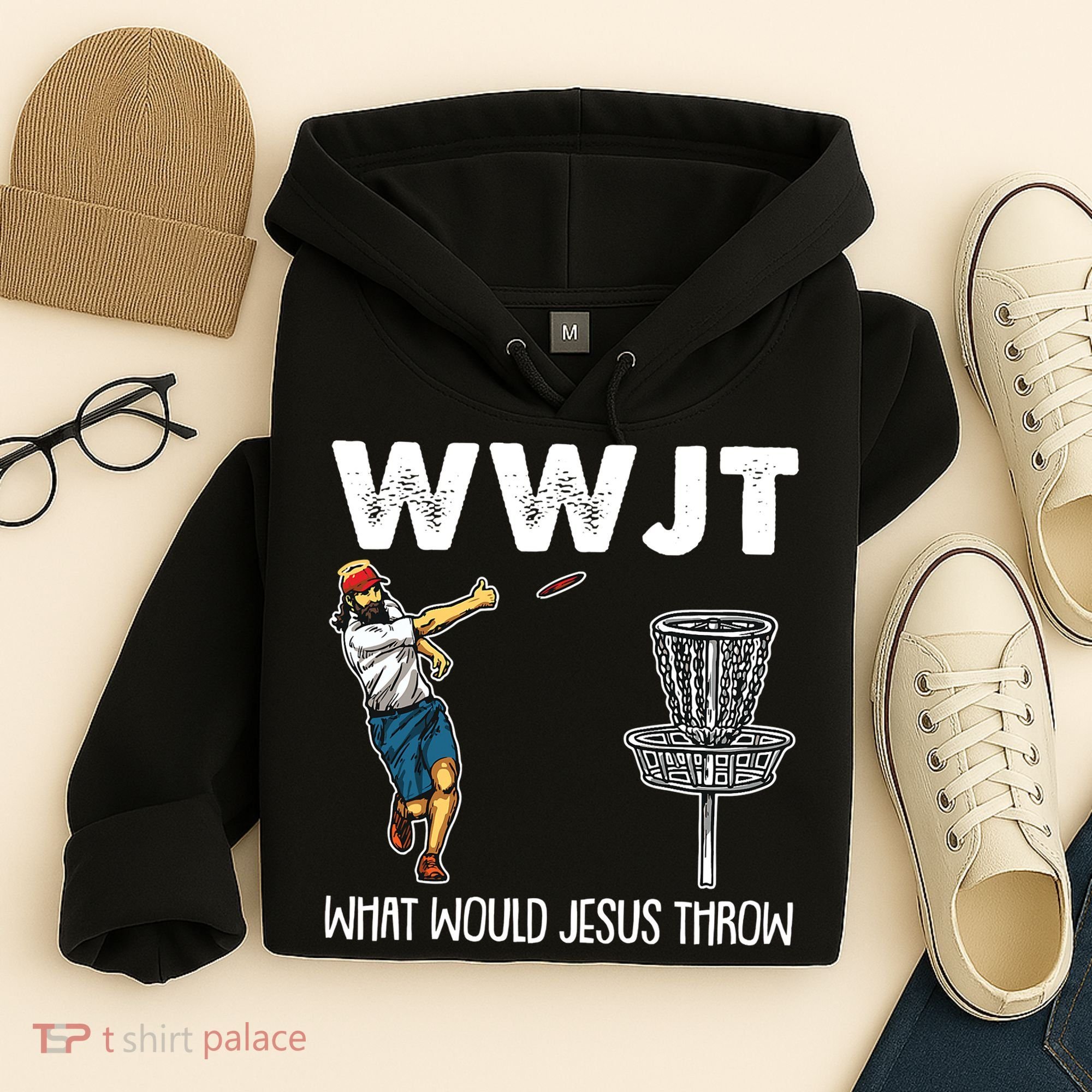 What Would Jesus Throw Christmas WWJT Disc Golf Funny Hoodie