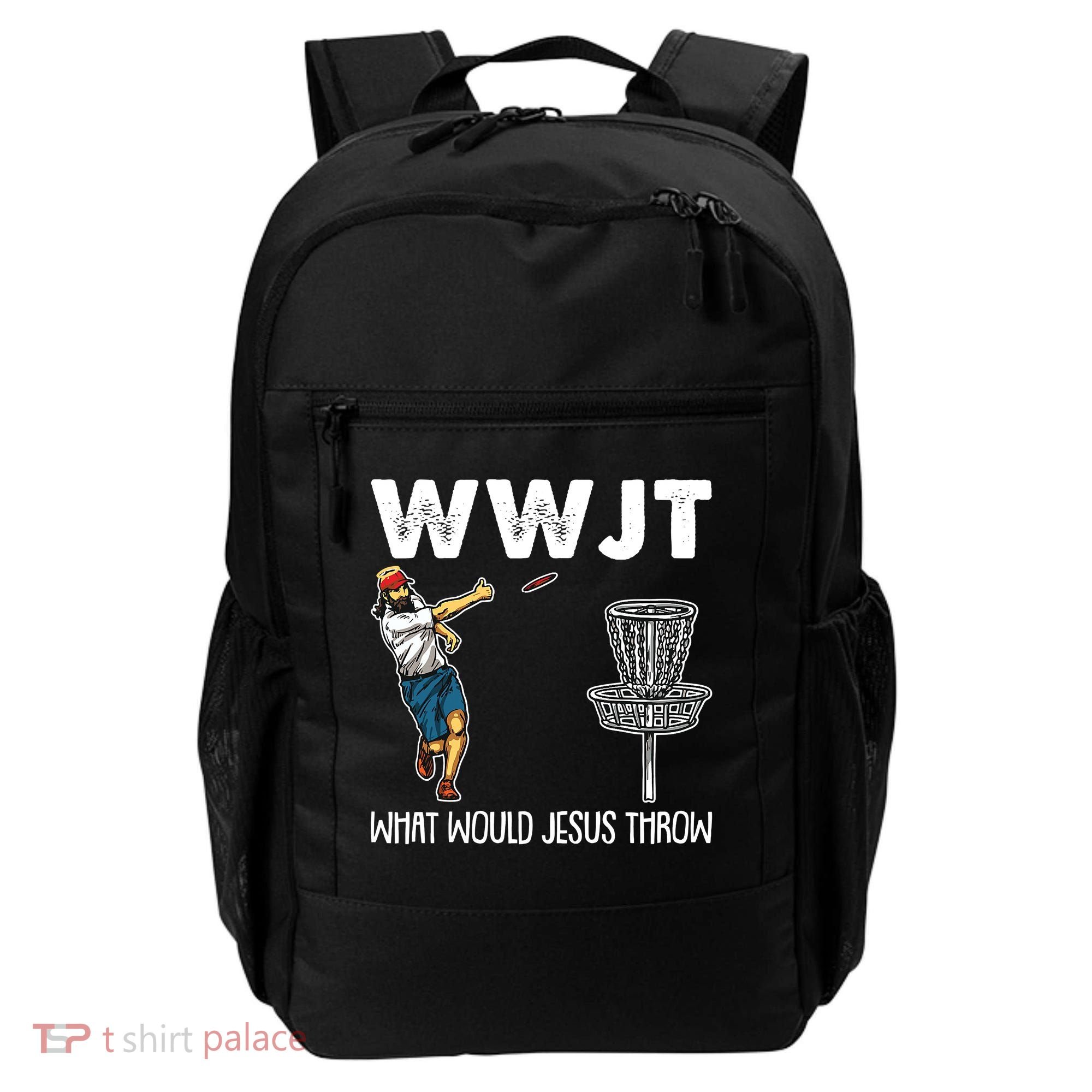 What Would Jesus Throw Christmas WWJT Disc Golf Funny Backpack