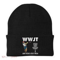 What Would Jesus Throw Christmas WWJT Disc Golf Funny Beanie thumb 0