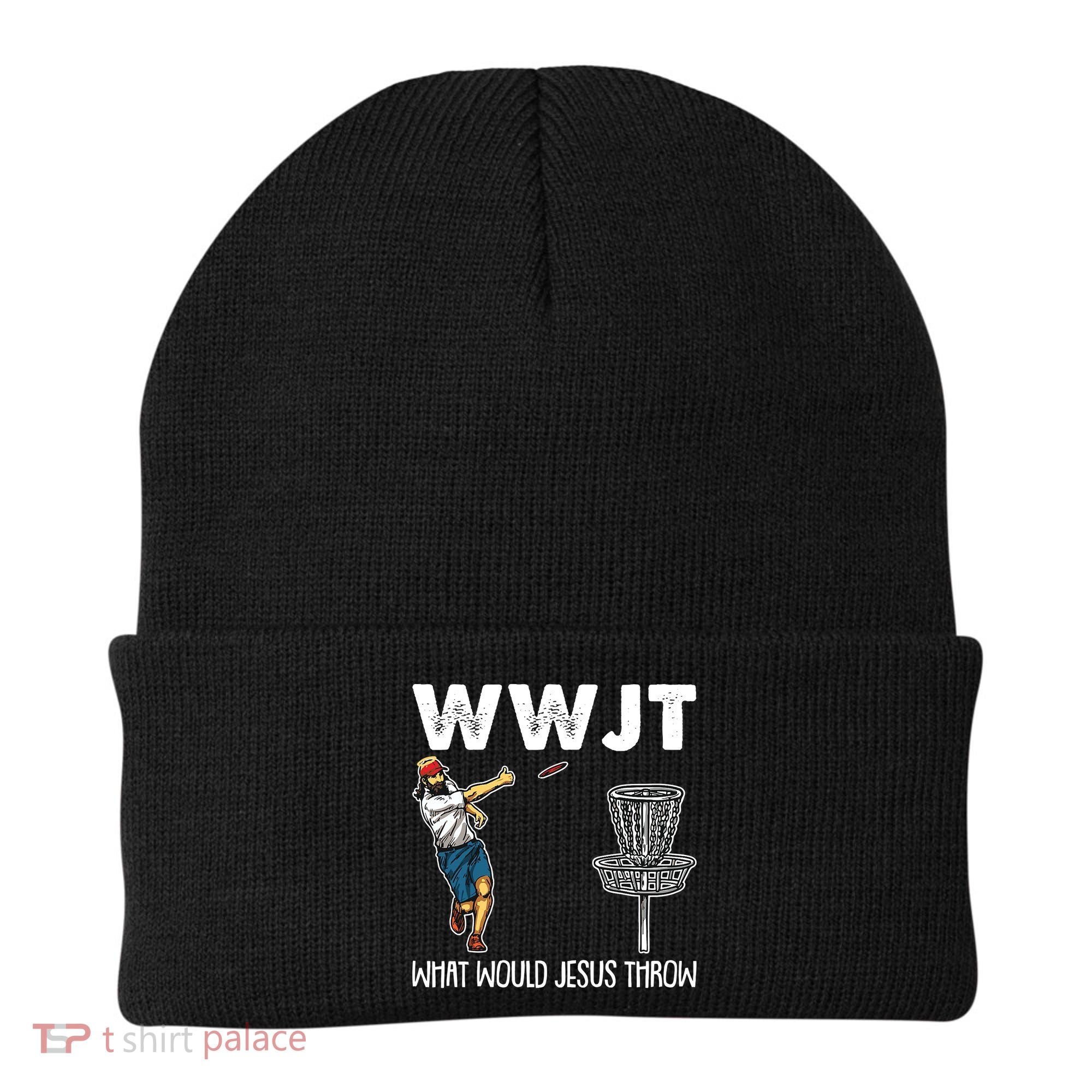What Would Jesus Throw Christmas WWJT Disc Golf Funny Beanie