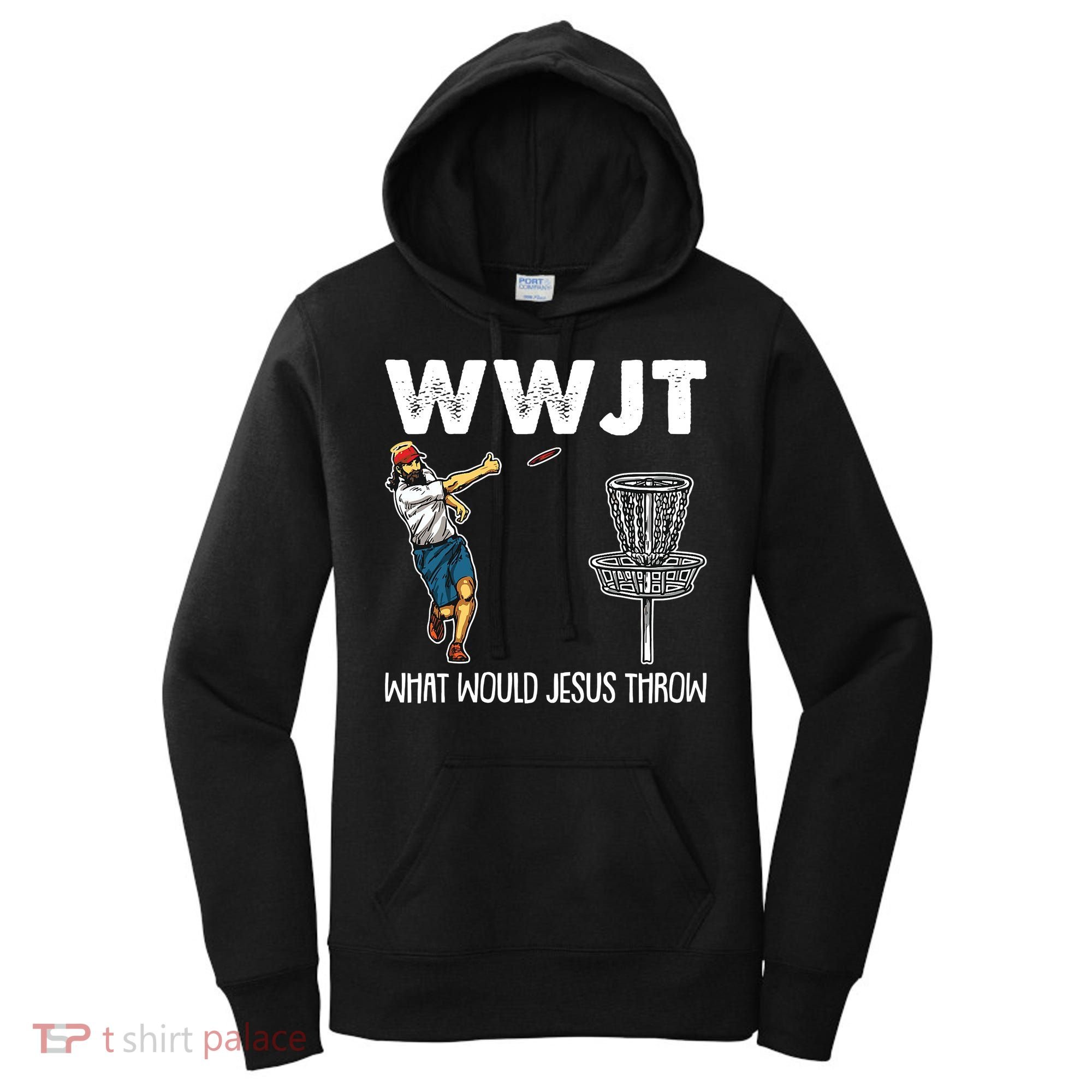What Would Jesus Throw Christmas WWJT Disc Golf Funny Women's Hoodie