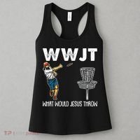 What Would Jesus Throw Christmas WWJT Disc Golf Funny Women's Tank Top thumb 3