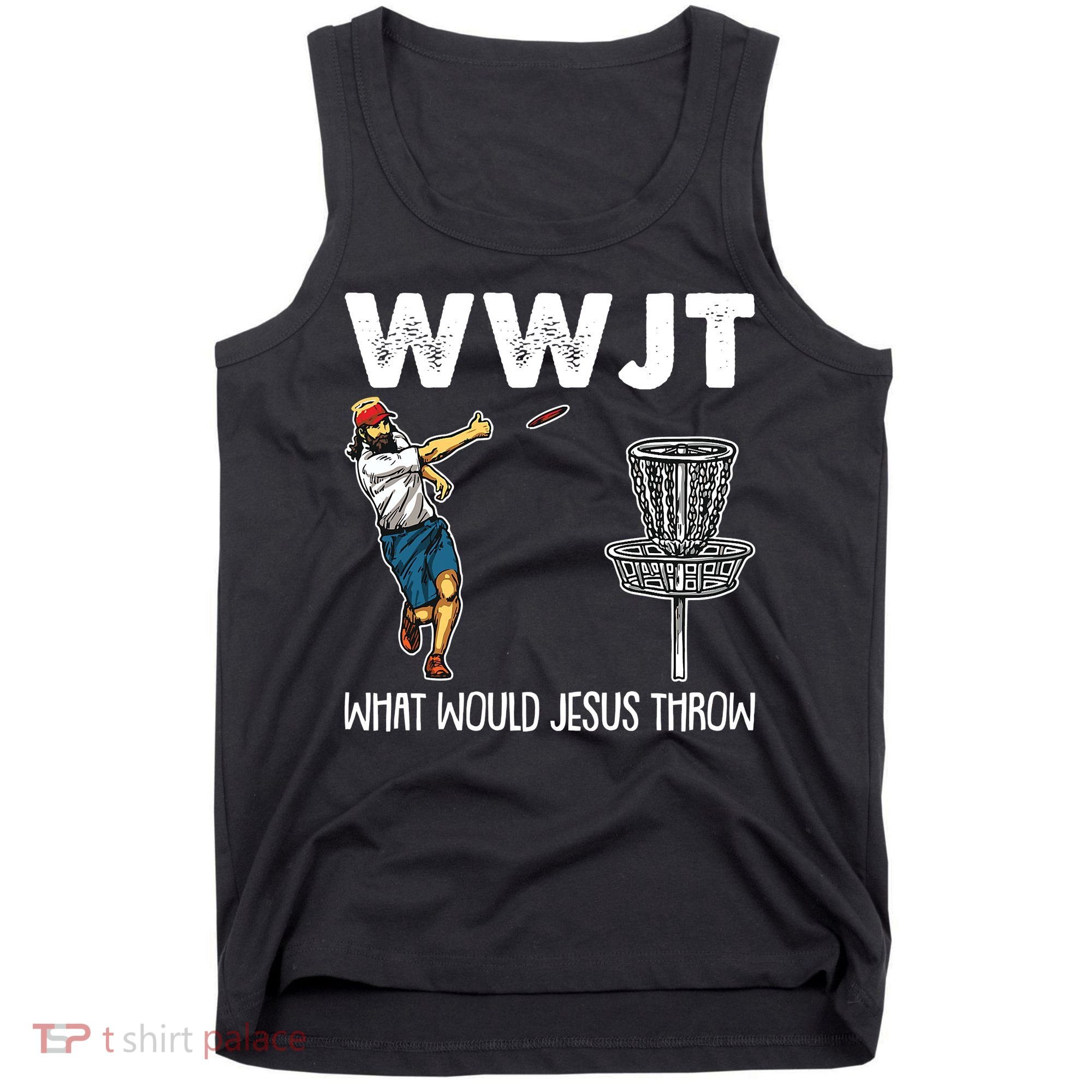 What Would Jesus Throw Christmas WWJT Disc Golf Funny Tank Top