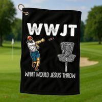 What Would Jesus Throw Christmas WWJT Disc Golf Funny Golf Towel thumb 1