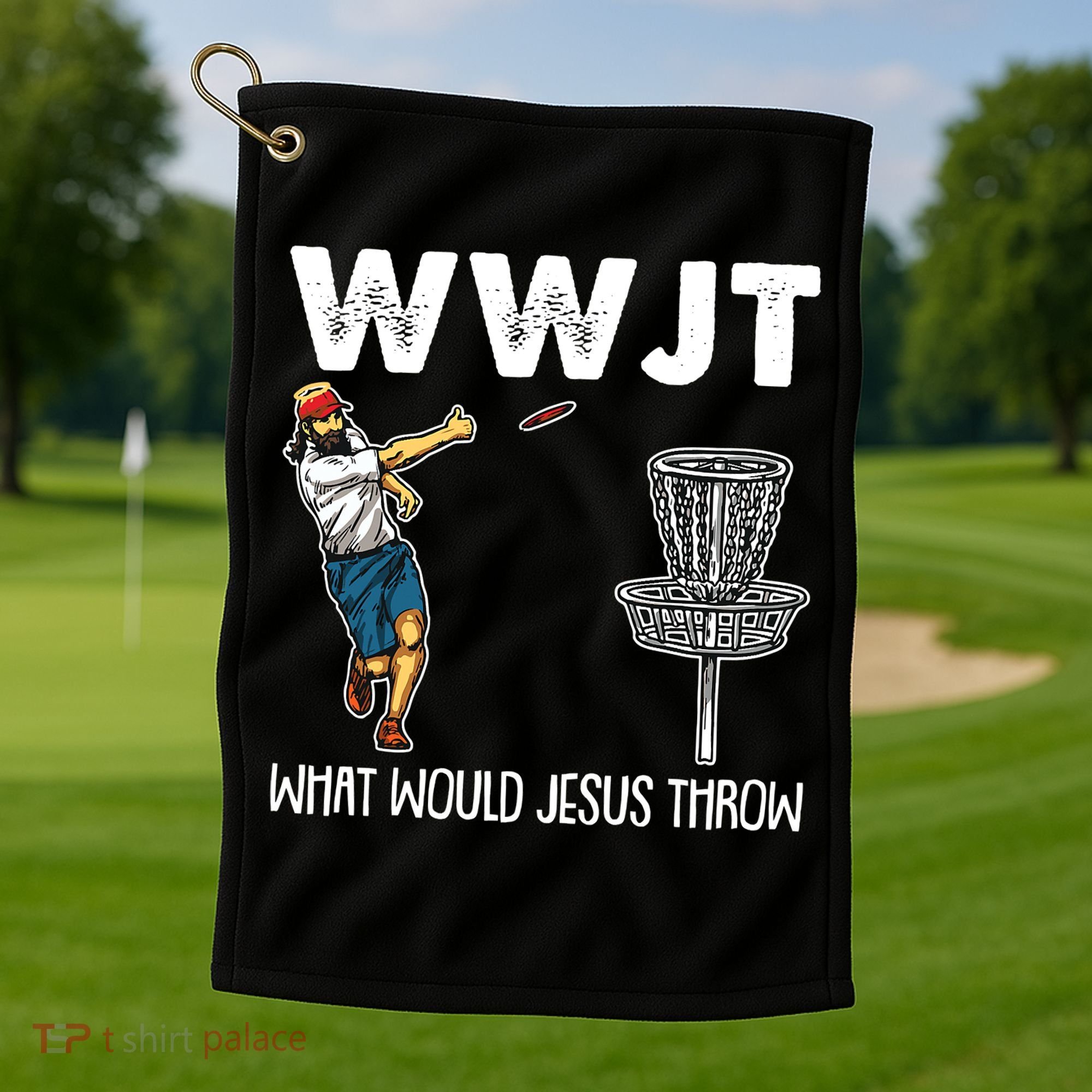What Would Jesus Throw Christmas WWJT Disc Golf Funny Golf Towel