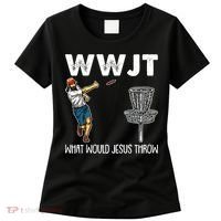 What Would Jesus Throw Christmas WWJT Disc Golf Funny Women's T-Shirt thumb 0