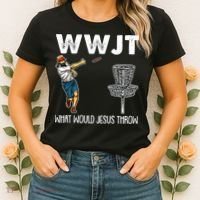 What Would Jesus Throw Christmas WWJT Disc Golf Funny Women's T-Shirt thumb 2