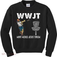 What Would Jesus Throw Christmas WWJT Disc Golf Funny Kids Sweatshirt thumb 0