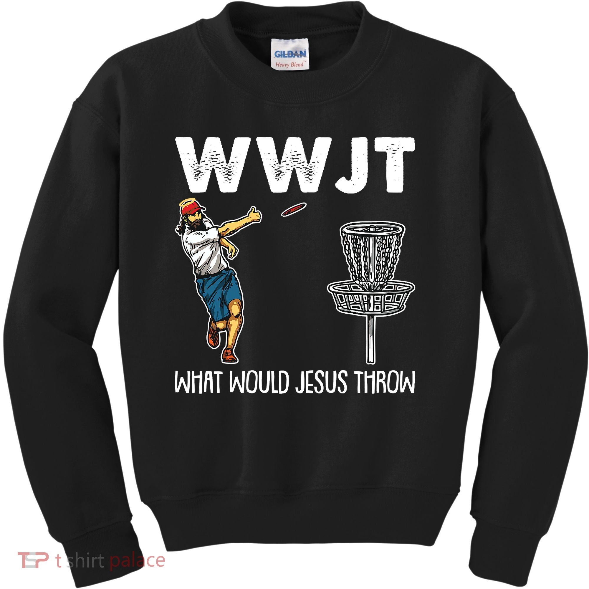 What Would Jesus Throw Christmas WWJT Disc Golf Funny Kids Sweatshirt