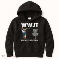 What Would Jesus Throw Christmas WWJT Disc Golf Funny Kids Hoodie thumb 0