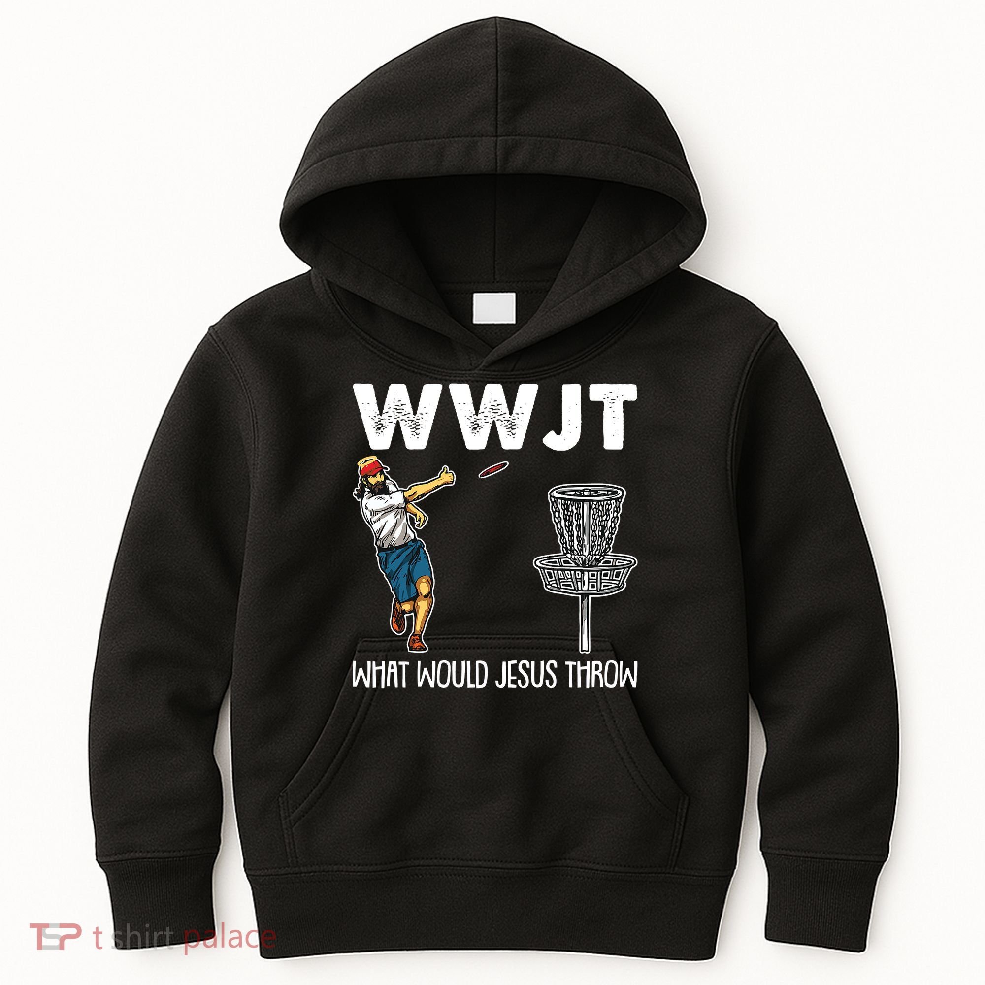 What Would Jesus Throw Christmas WWJT Disc Golf Funny Kids Hoodie
