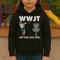 What Would Jesus Throw Christmas WWJT Disc Golf Funny Kids Hoodie thumb 3