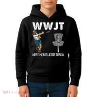 What Would Jesus Throw Christmas WWJT Disc Golf Funny Kids Hoodie thumb 4