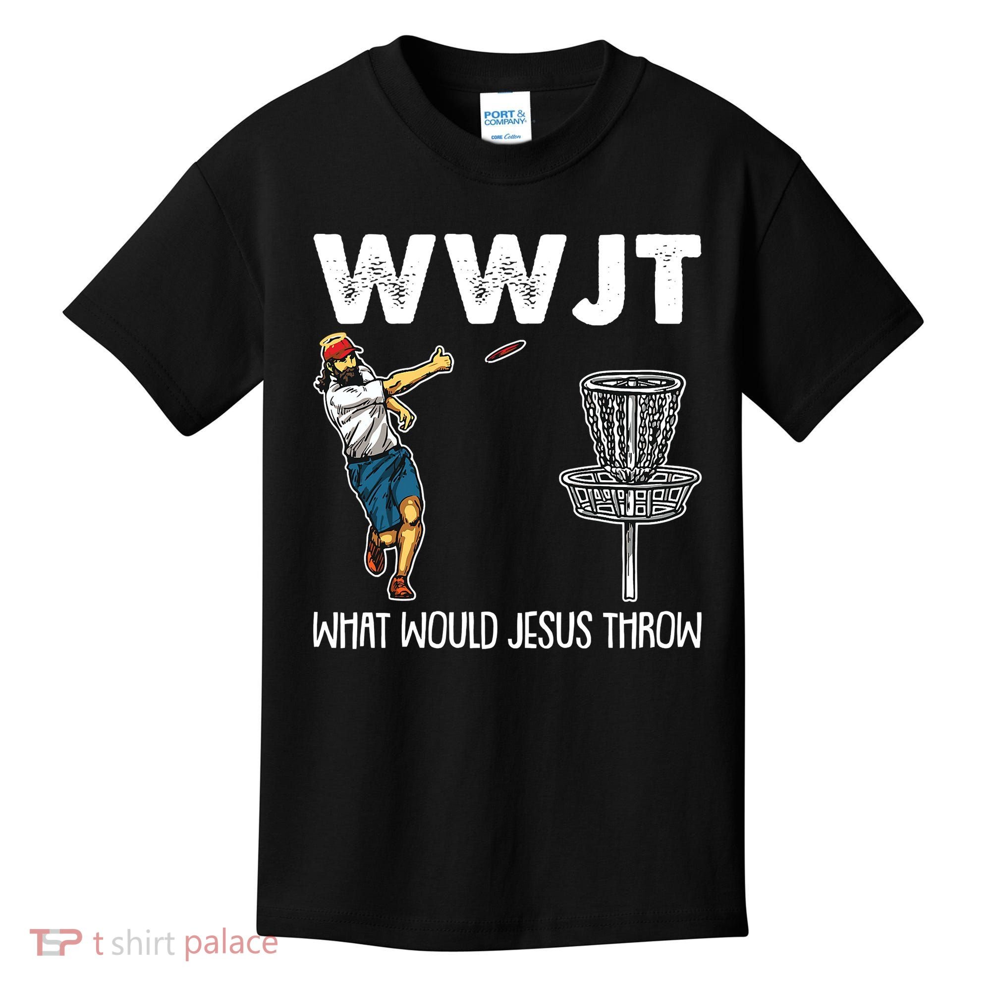 What Would Jesus Throw Christmas WWJT Disc Golf Funny Kids T-Shirt