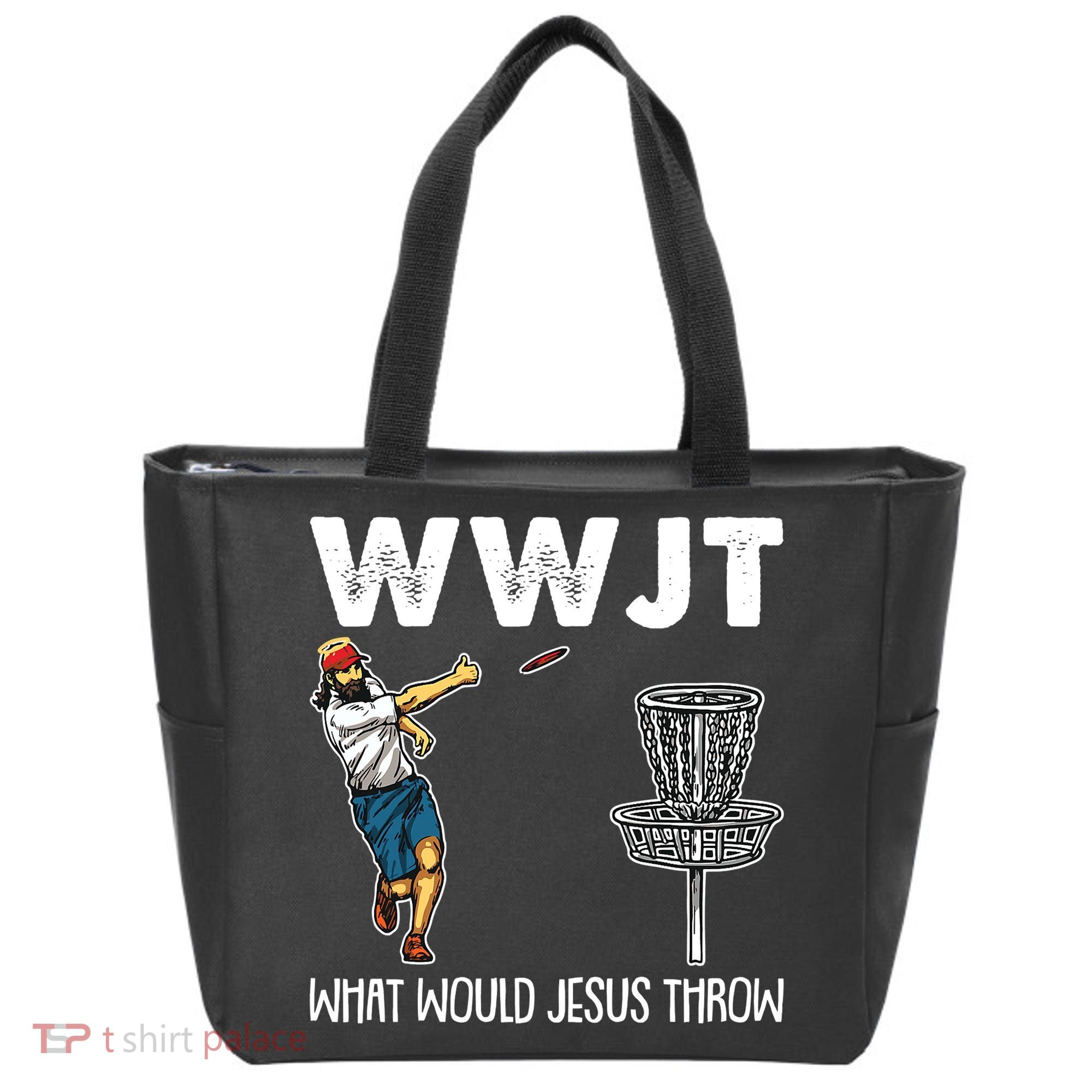 What Would Jesus Throw Christmas WWJT Disc Golf Funny Tote Bag