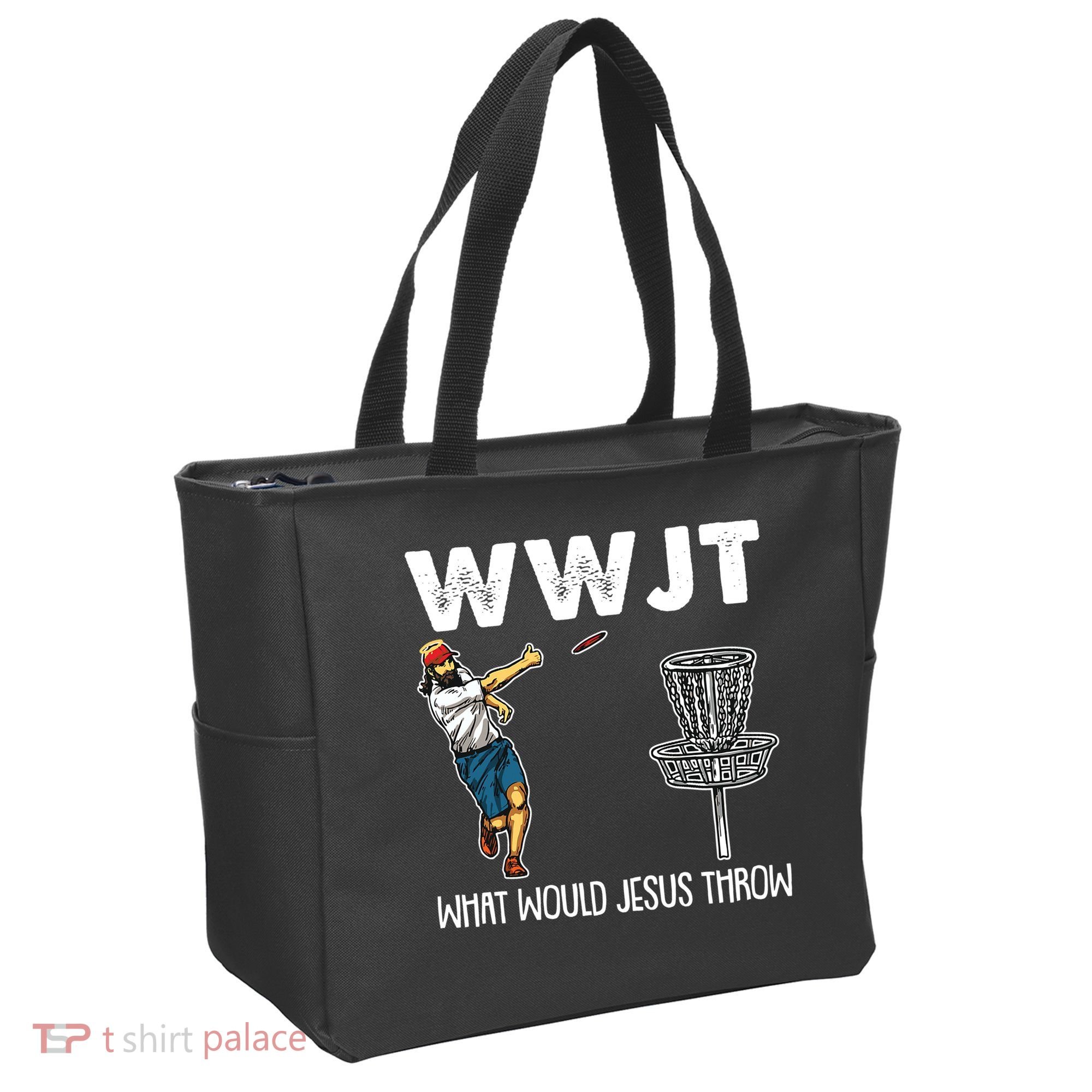 What Would Jesus Throw Christmas WWJT Disc Golf Funny Tote Bag