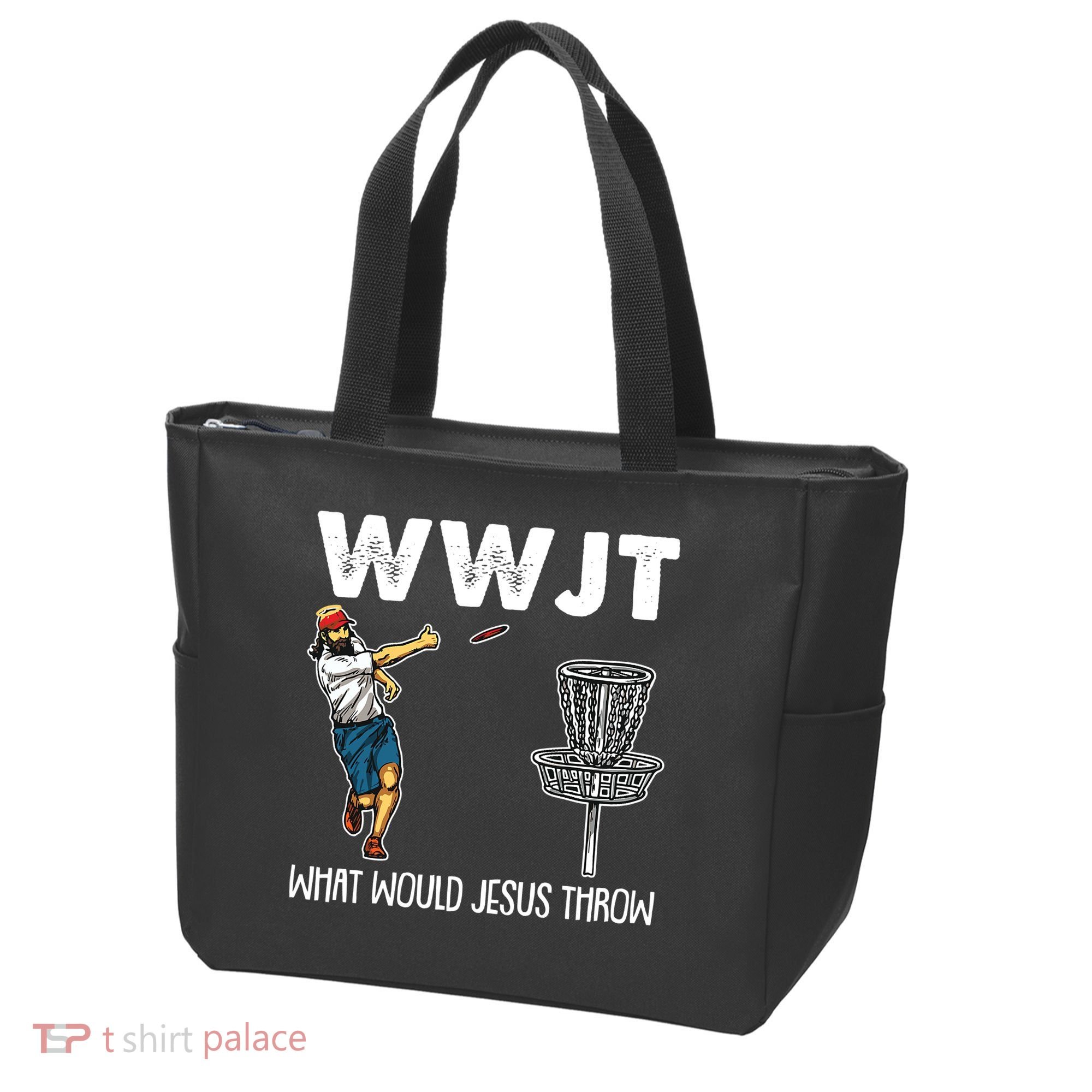 What Would Jesus Throw Christmas WWJT Disc Golf Funny Tote Bag
