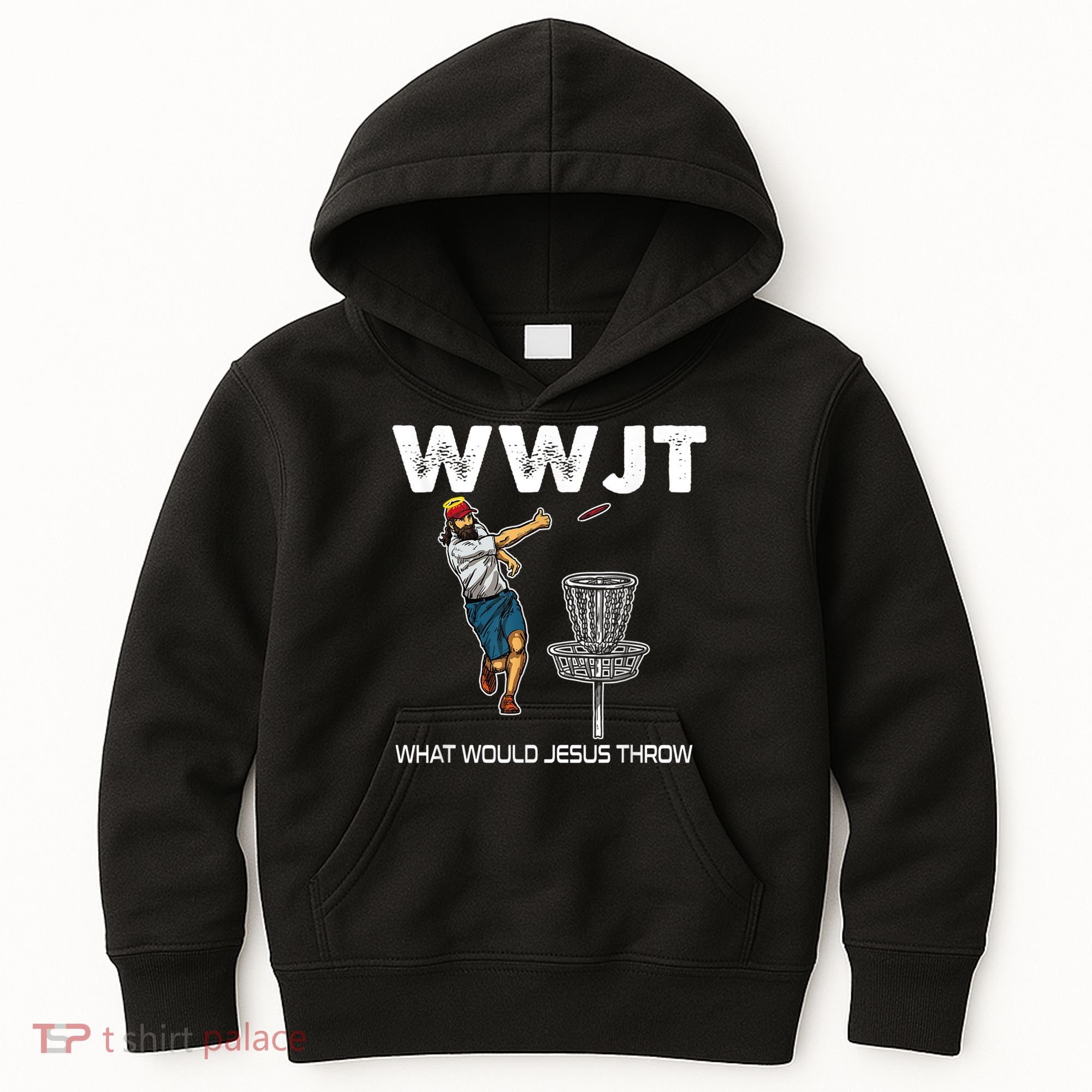 What Would Jesus Throw Golf Disc Kids Hoodie
