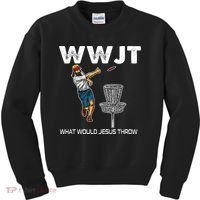 What Would Jesus Throw Golf Disc Kids Sweatshirt thumb 0