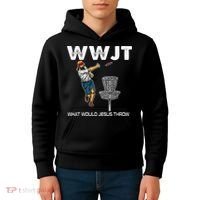 What Would Jesus Throw Golf Disc Kids Hoodie thumb 4