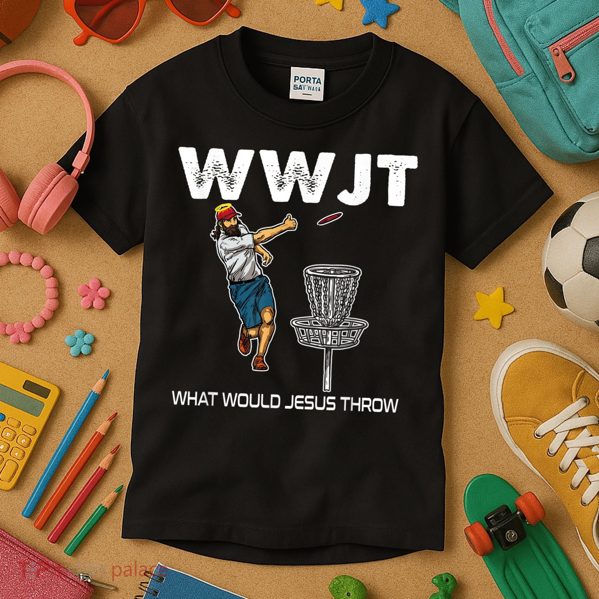What Would Jesus Throw Golf Disc Kids T-Shirt
